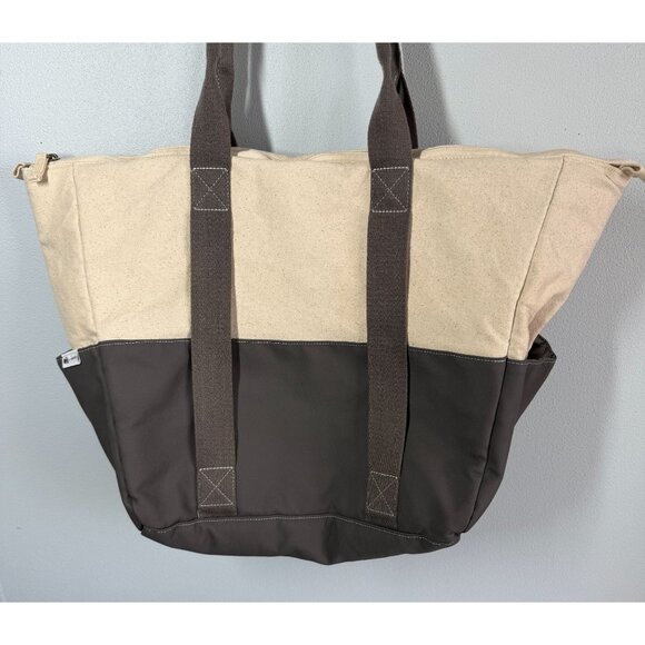 REI West Elm Insulated Picnic Tote Beige/Gray Easy Carry Side Pockets Canvas Top - Picture 1 of 9
